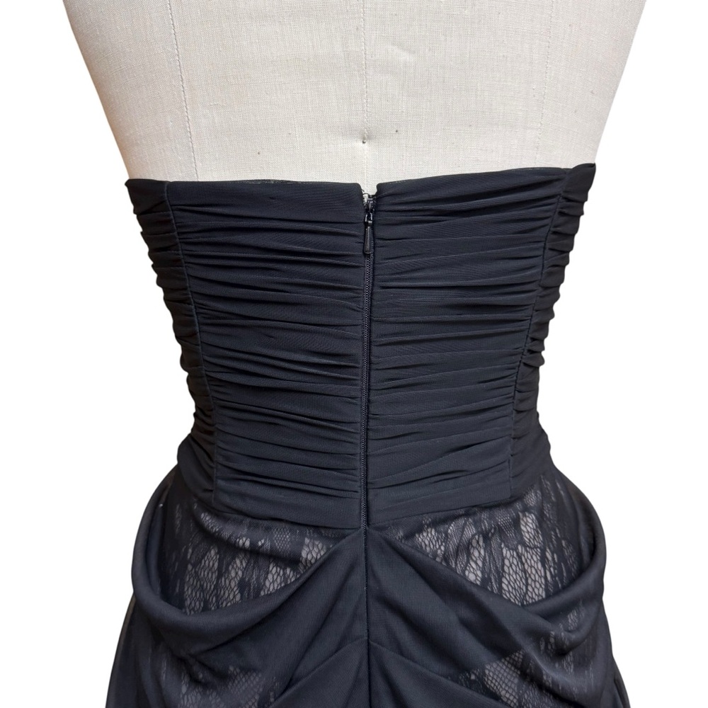 Max & Cleo Strapless Babydoll Dress Size 4 Black Pleated Cocktail Party Grunge - Picture 5 of 13